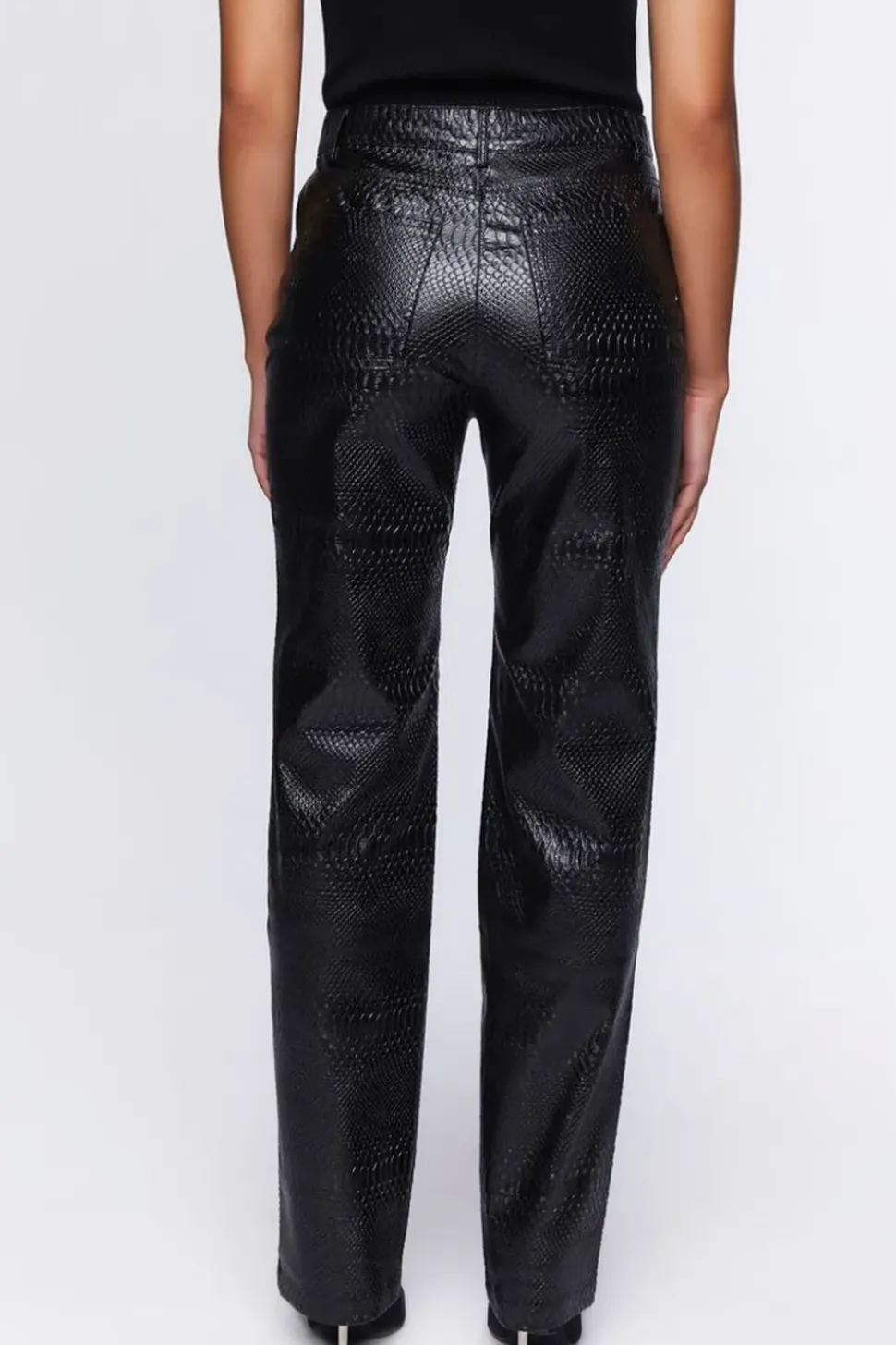 Faux Croc High-Rise Pants