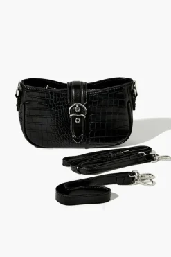 Faux Croc Leather Crossbody Bag