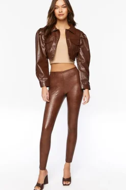 Faux Croc Leather Leggings
