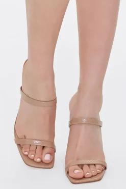 Faux Croc Leather Slip-On Heels