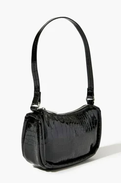 Faux Croc Shoulder Bag