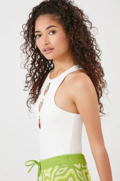 Faux Crystal Racerback Bodysuit