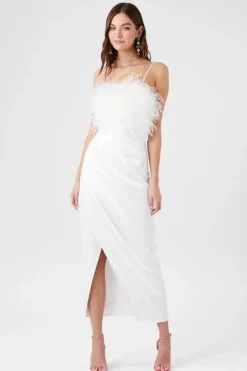 Faux Feather Cami Maxi Dress