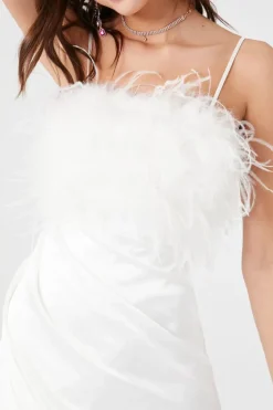 Faux Feather Cami Maxi Dress