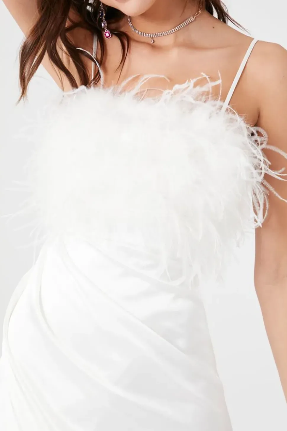 Faux Feather Cami Maxi Dress