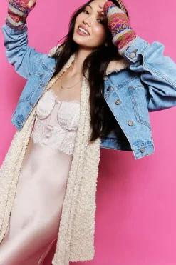 Faux Fur Collar Denim Jacket