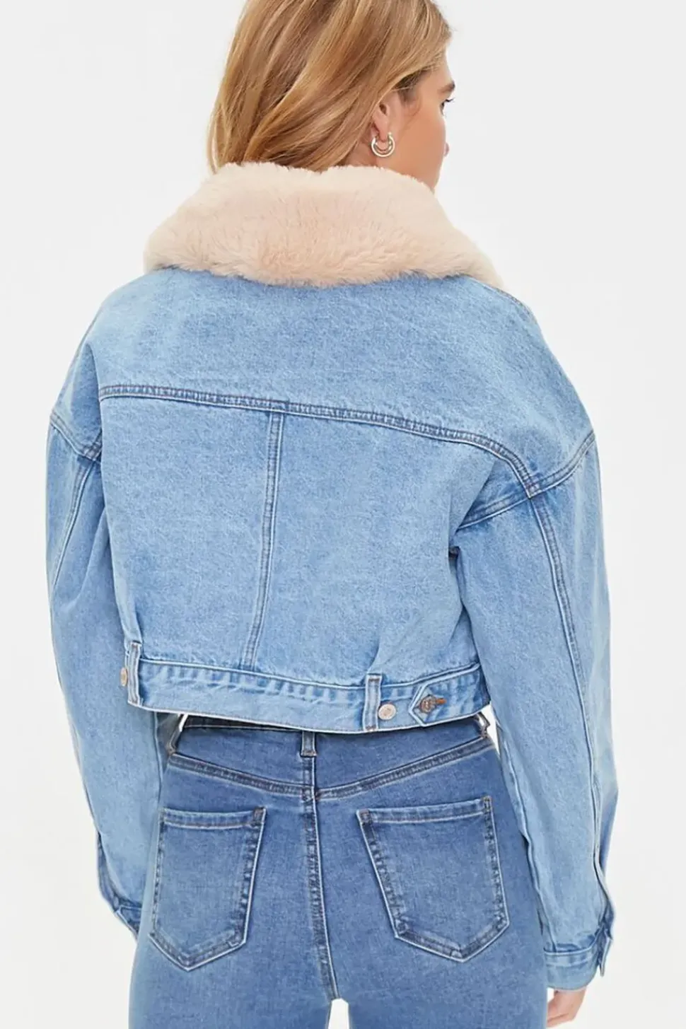 Faux Fur Collar Denim Jacket