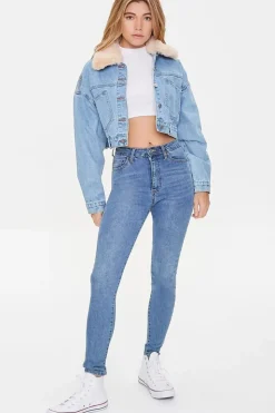 Faux Fur Collar Denim Jacket