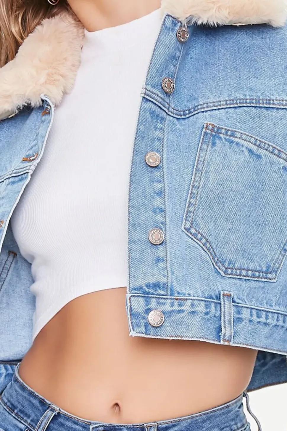 Faux Fur Collar Denim Jacket