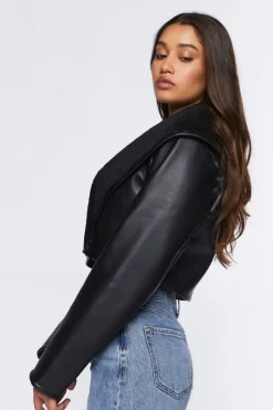 Faux Fur-Collar Moto Jacket
