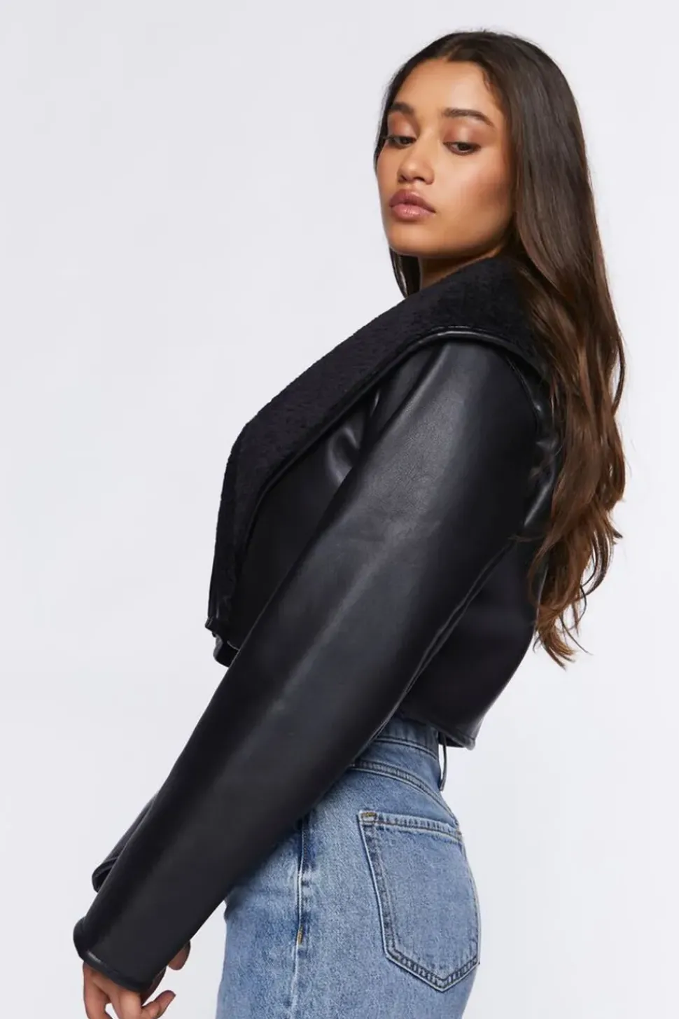 Faux Fur-Collar Moto Jacket