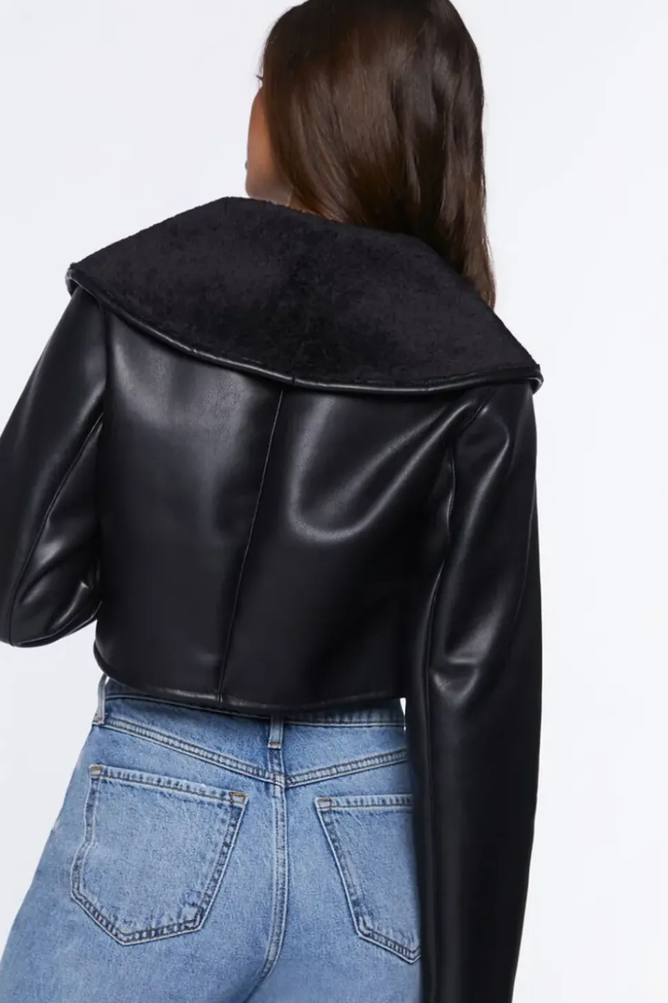 Faux Fur-Collar Moto Jacket