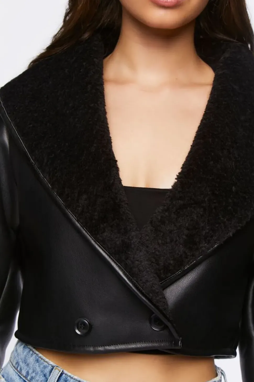 Faux Fur-Collar Moto Jacket