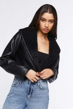 Faux Fur-Collar Moto Jacket