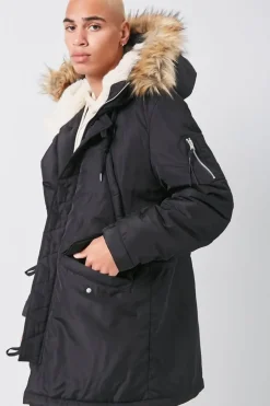 Faux Fur-Hood Utility Jacket