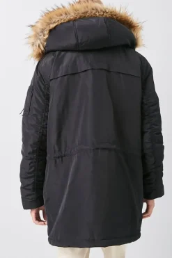 Faux Fur-Hood Utility Jacket
