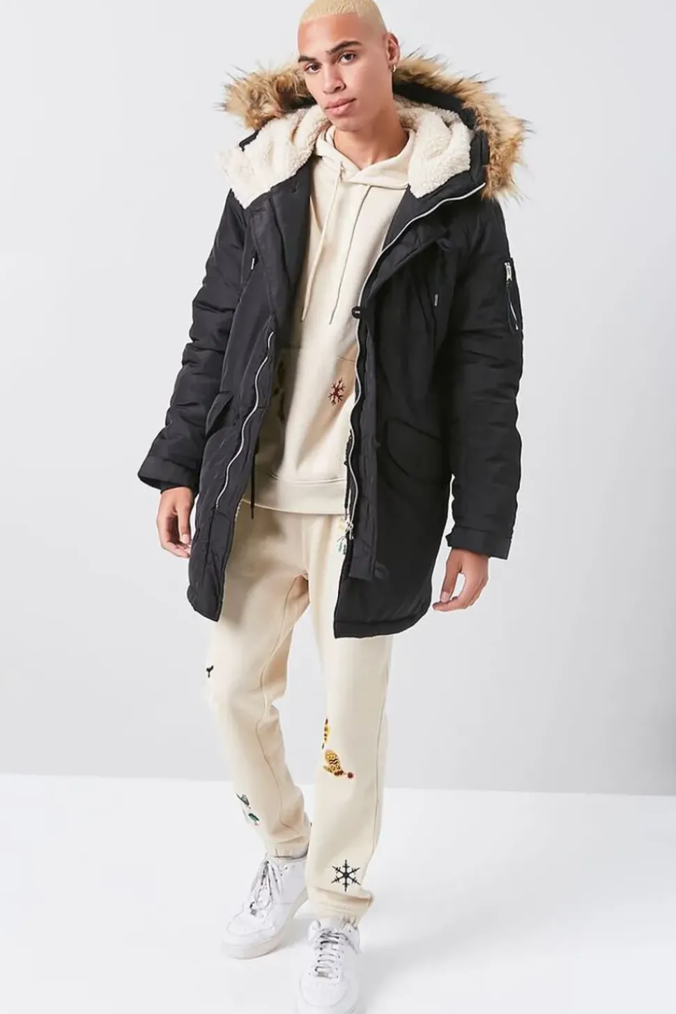 Faux Fur-Hood Utility Jacket
