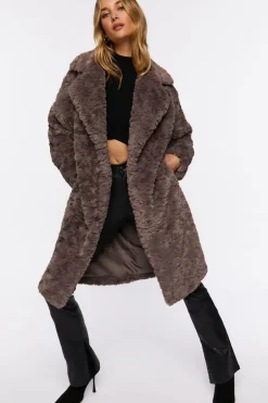 Faux Fur Longline Coat