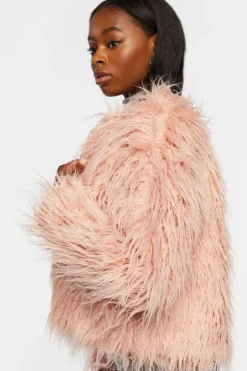Faux Fur Open-Front Coat