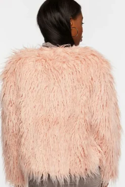Faux Fur Open-Front Coat
