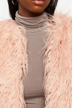Faux Fur Open-Front Coat