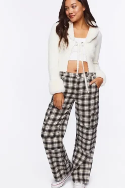 Faux Fur-Trim Cardigan Sweater