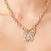 Faux Gem Butterfly Pendant Necklace