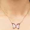 Faux Gem Butterfly Pendant Necklace