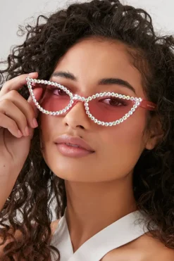 Faux Gem Cat-Eye Sunglasses