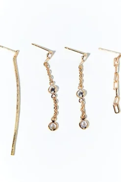 Faux Gem Chain Drop Earring Set