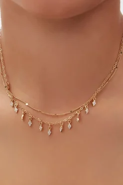 Faux Gem Charm Chain Necklace
