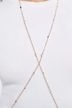 Faux Gem Crisscross Body Chain