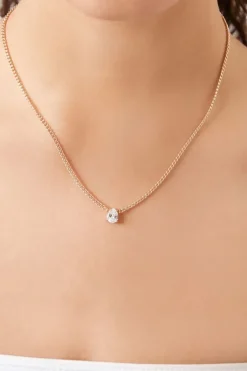 Faux Gem Curb Chain Necklace