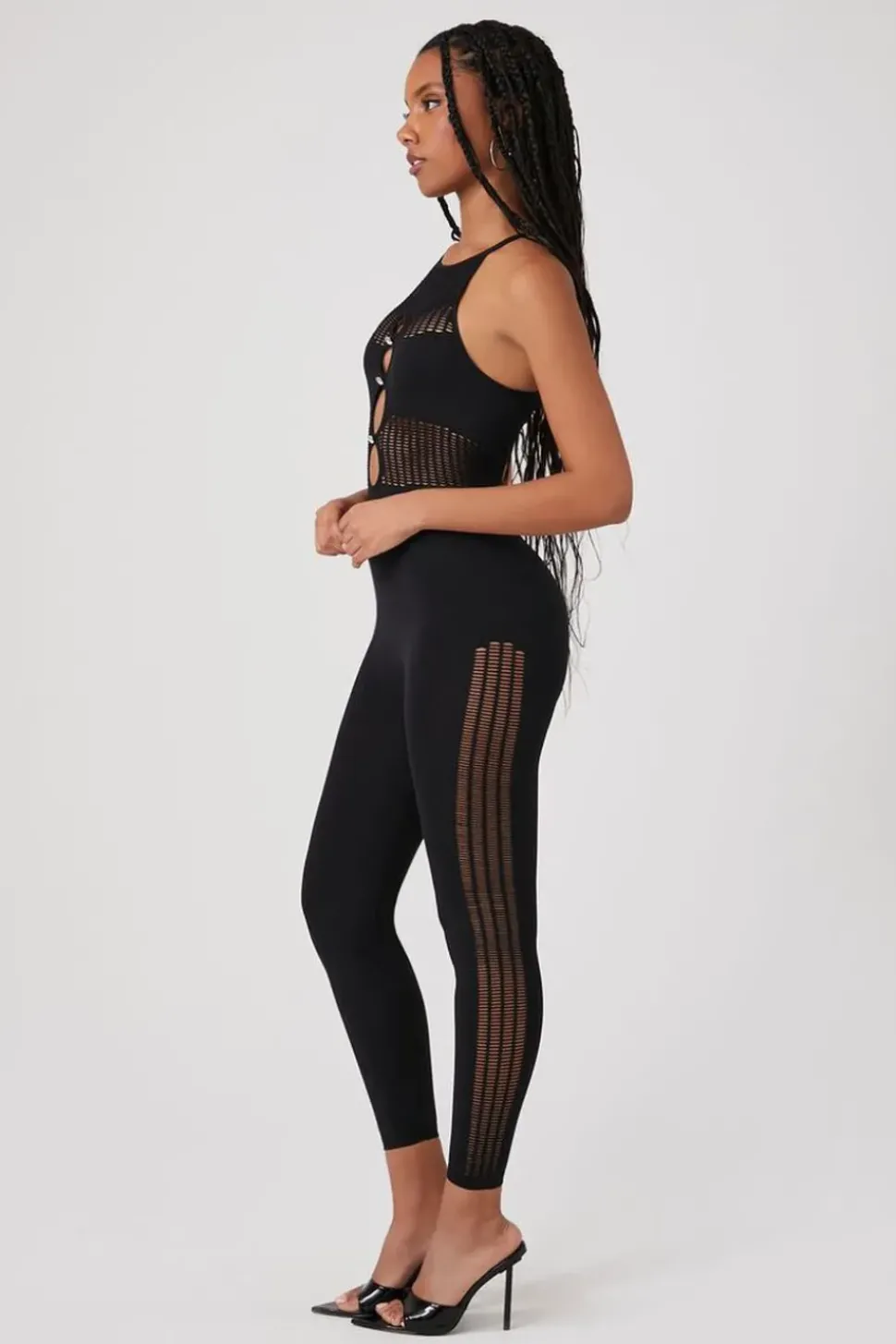 Faux Gem Cutout Cami Jumpsuit