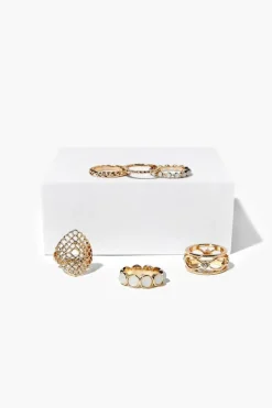 Faux Gem Cutout Ring Set