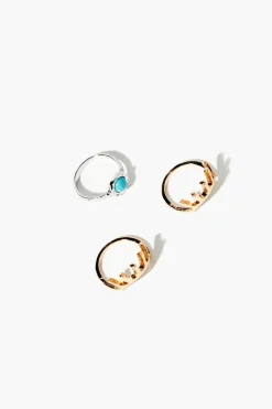 Faux Gem Evil Eye Cocktail Ring Set