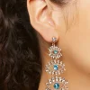 Faux Gem Evil Eye Drop Earrings
