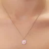 Faux Gem Floral Charm Necklace