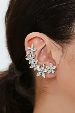 Faux Gem Floral Ear Crawlers