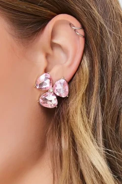 Faux Gem Floral Stud Earrings