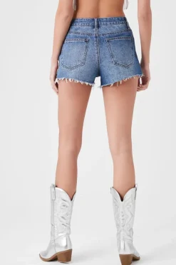 Faux Gem Heart Denim Shorts