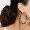 Faux Gem Hoop Earrings