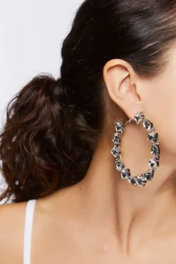 Faux Gem Hoop Earrings