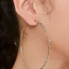 Faux Gem Hoop Earrings