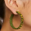 Faux Gem Hoop Earrings