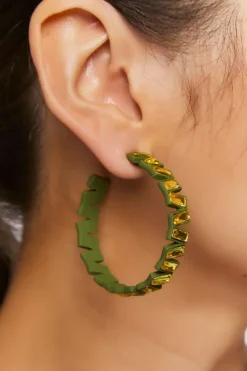Faux Gem Hoop Earrings