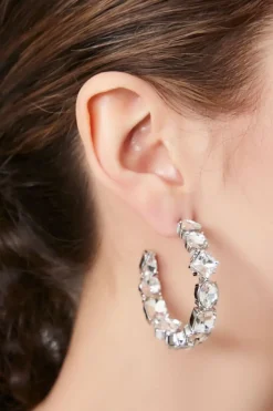 Faux Gem Hoop Earrings