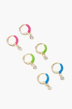 Faux Gem Hoop Earring Set