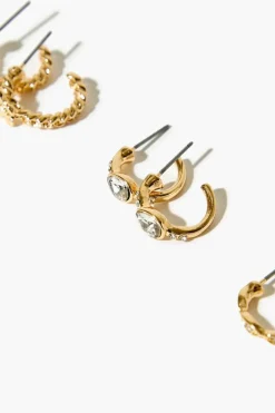 Faux Gem Hoop Earring Set