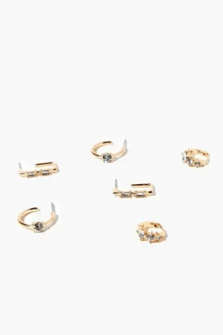 Faux Gem Hoop Earrings Set